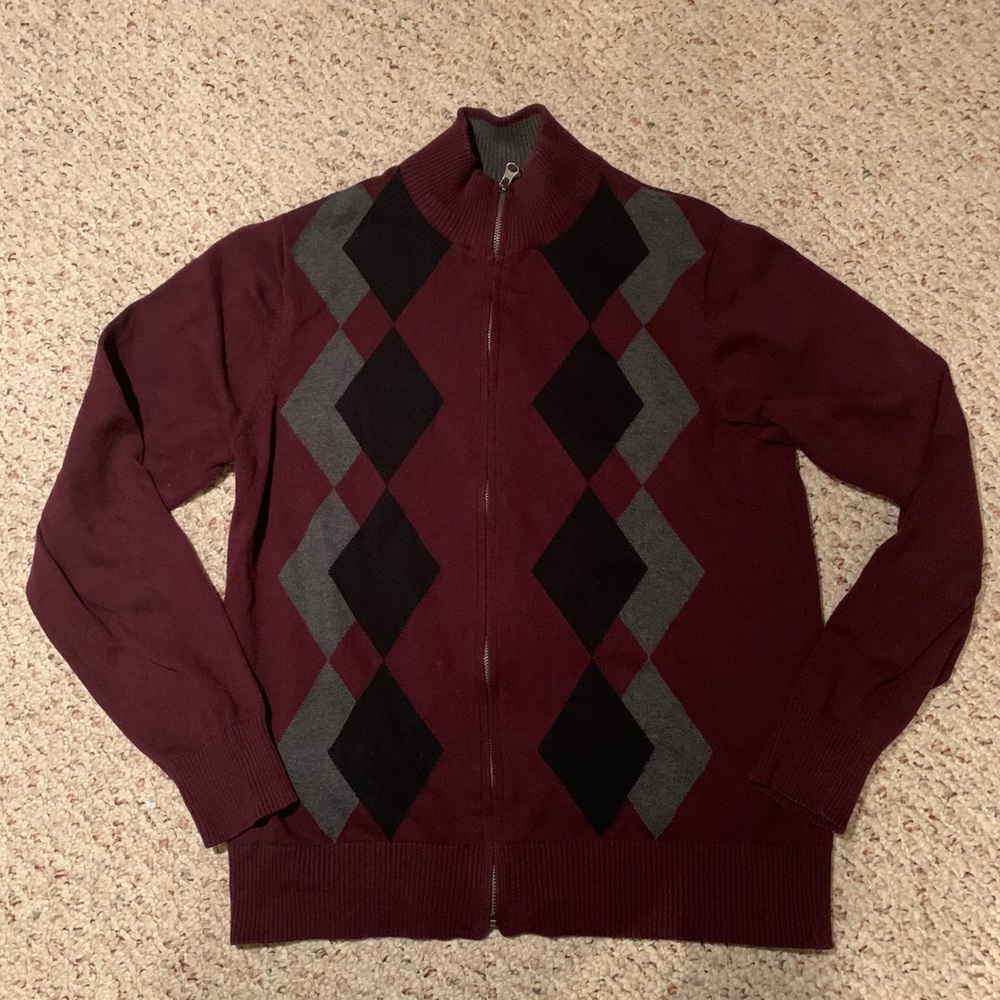 Dockers Argyle Sweater Zip Up Slim Fit Medium